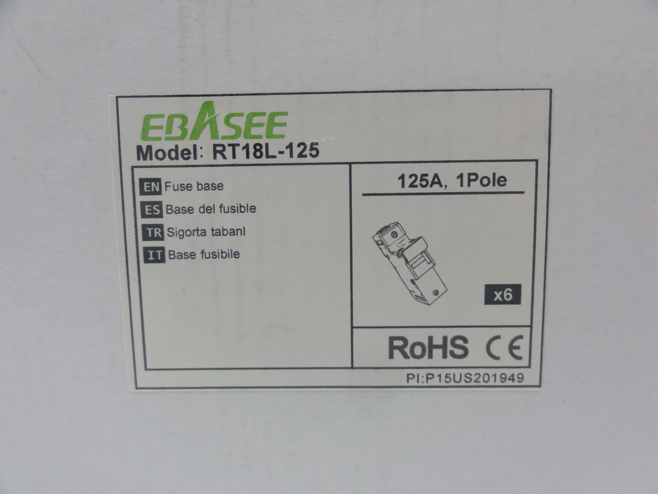 (6) Ebasee RT18-125 Fuse Bases / Holders