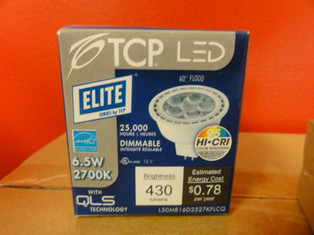 Case of (12) TCP L50MR16D2530KFLCQ LED 50W Halogen Replacement Bulb, 430 Lumens