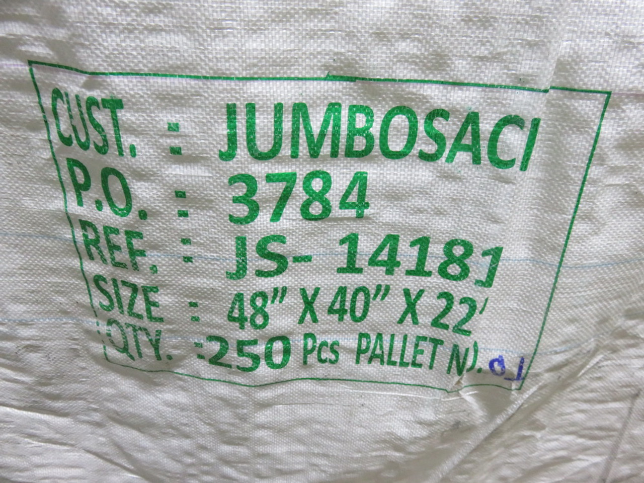 Pallet of (250) JumboSack 48" x 40" x 22" High, Ref: JS-14181 Super Sack Bulk Bags