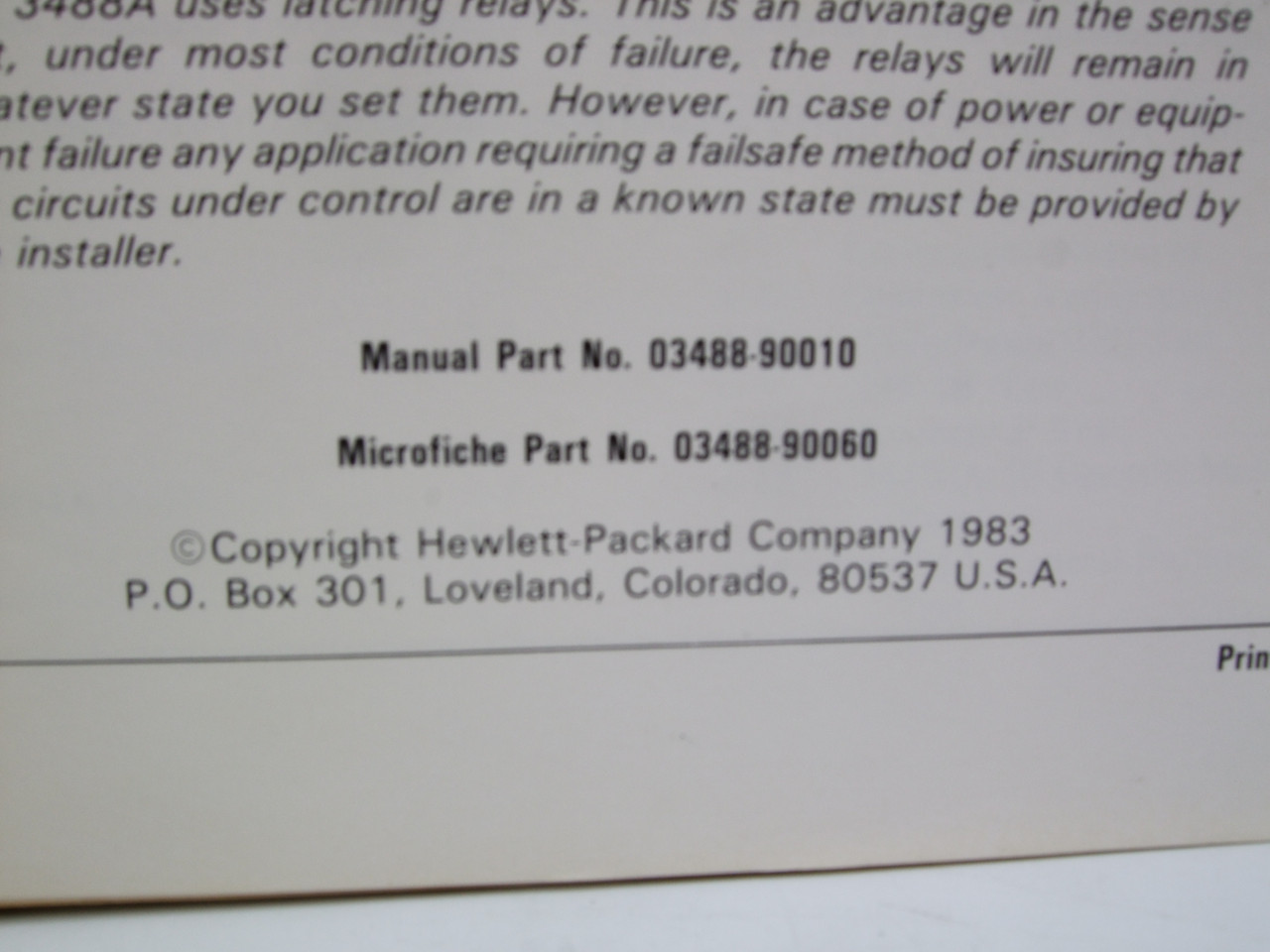 HP 3488A Switch/Control Unit Service Manual