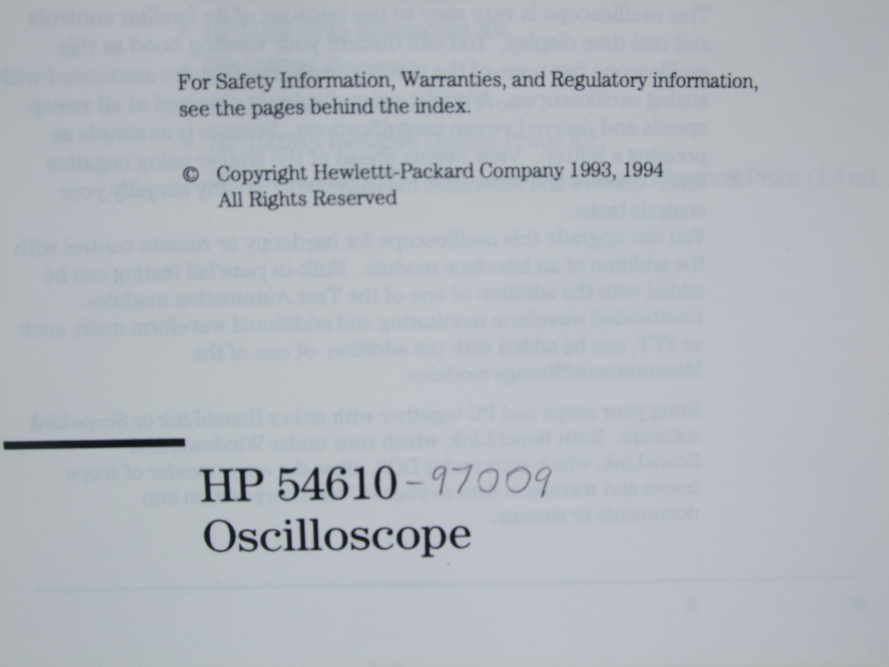 HP 54610 Oscilloscope User and Service Guide