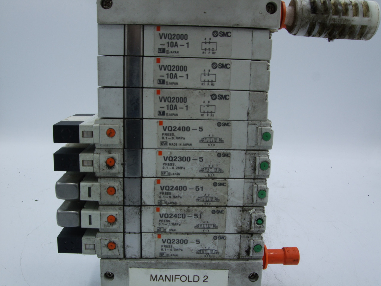 SMC 8 Valve Manifold with VQ200 Series Solenoid Valves