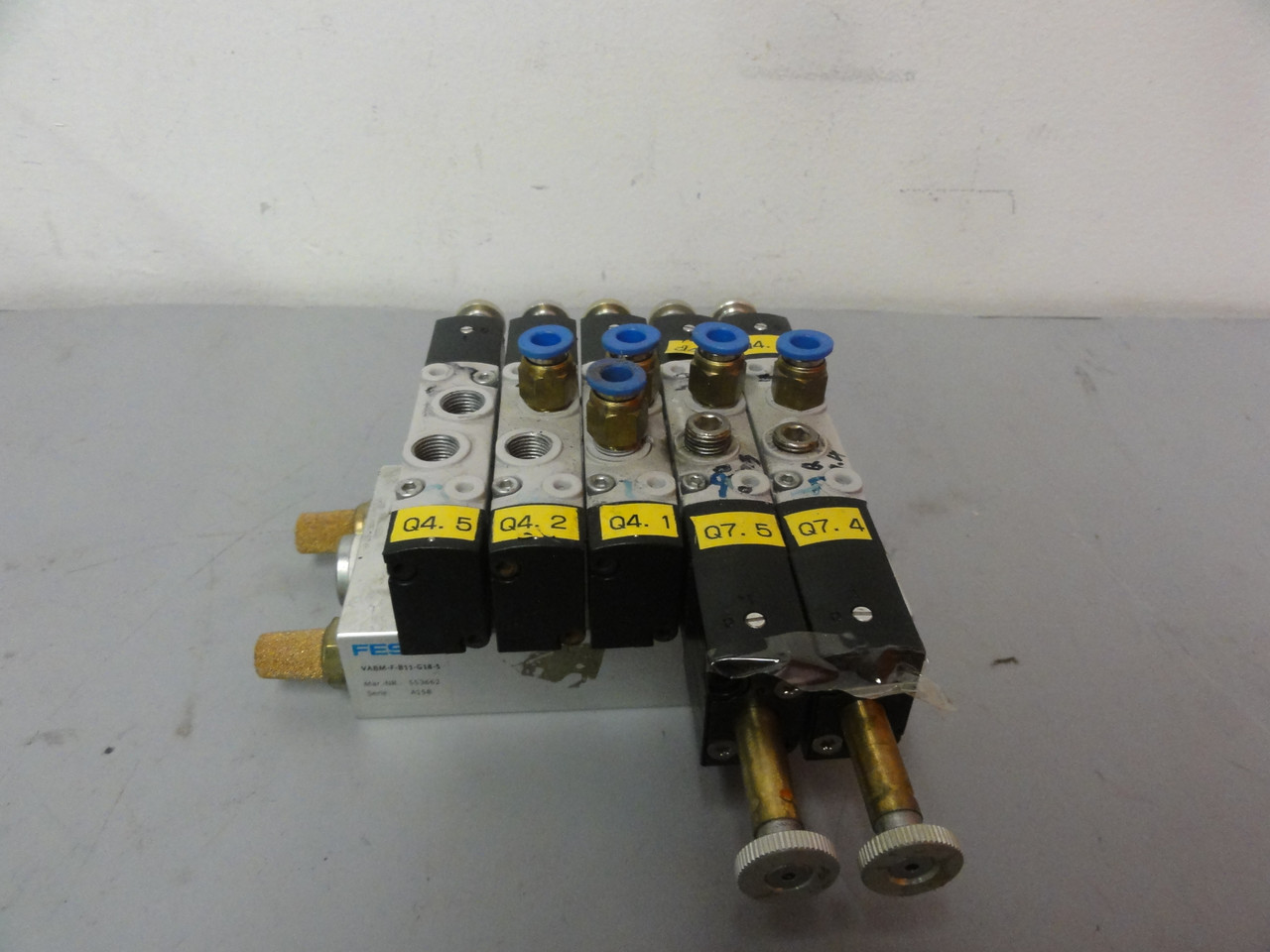 Festo VABM-F-B11-G18-5 with five VUVE-FL-M52-M-G18-1C1 Solenoid Valves