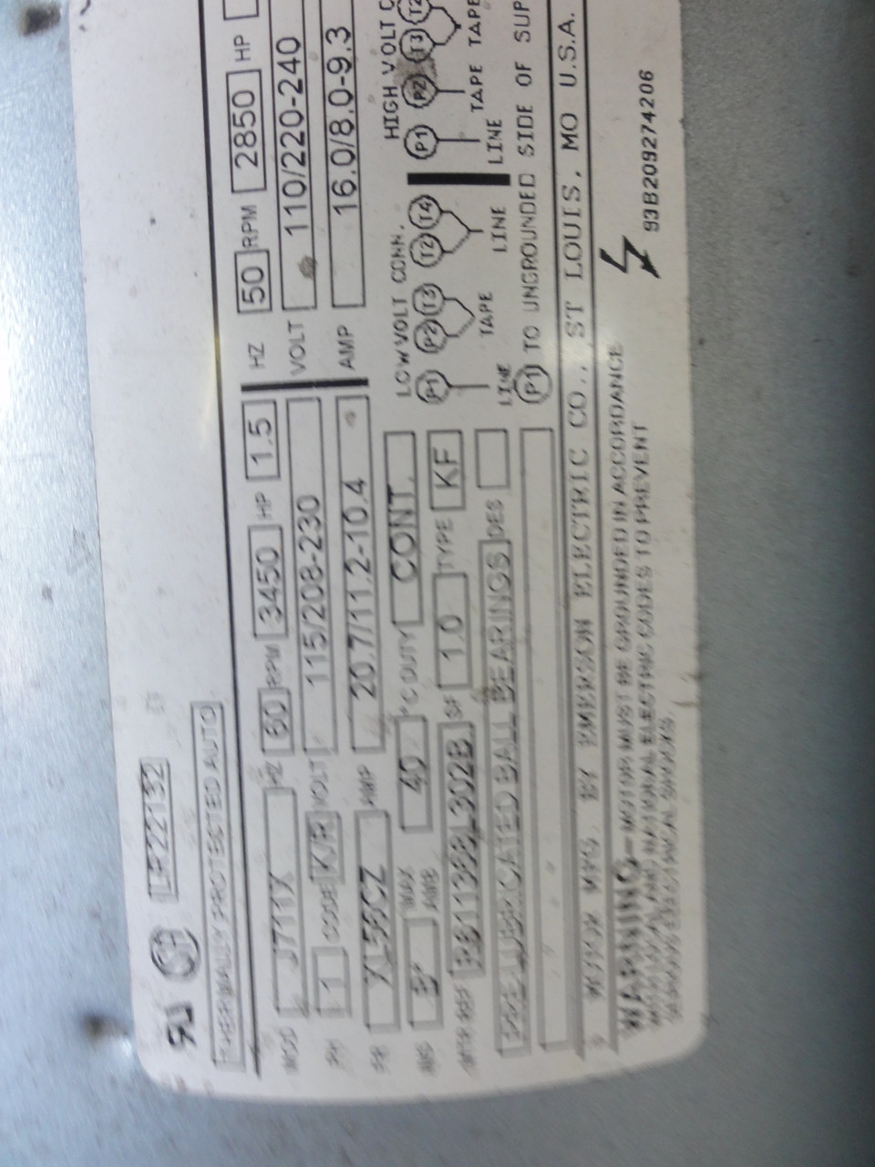 Gast R4P115 Regenerative Blower with Emerson Electric J711X Motor