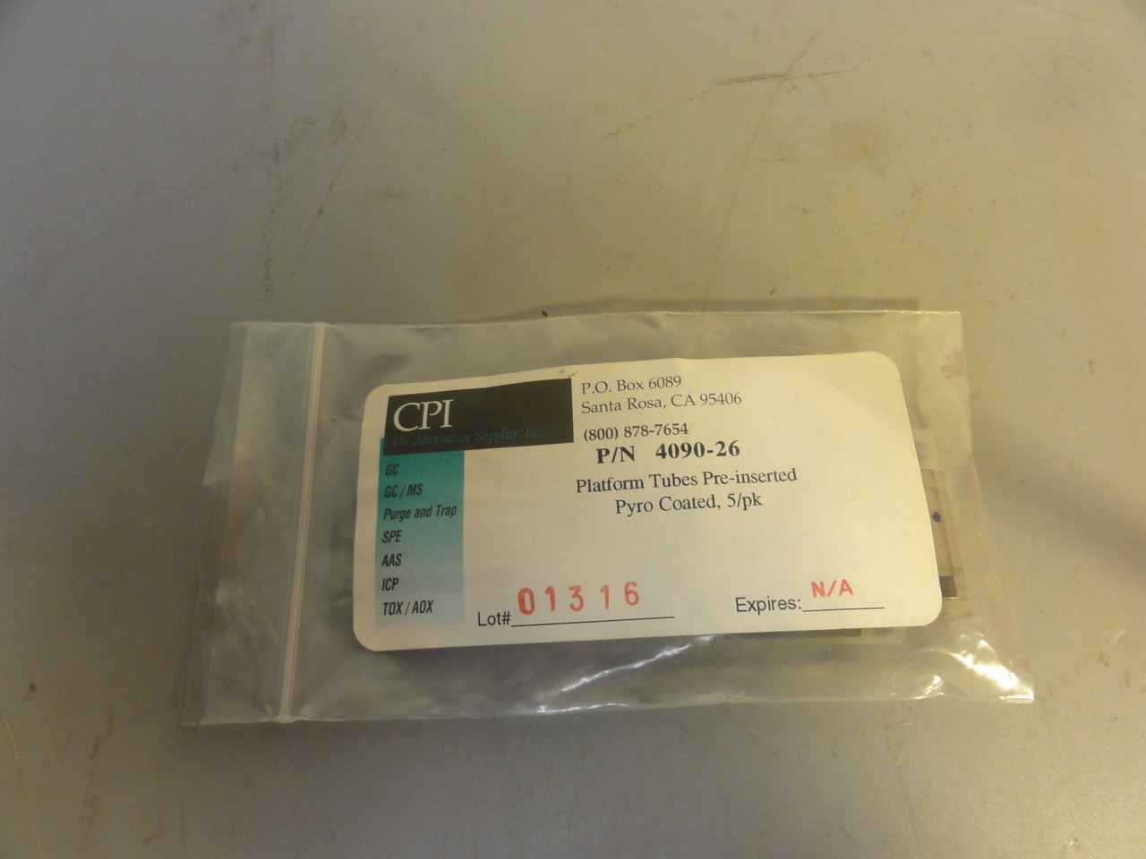 CPI Perkin Elmer 4090-26 Pyrocoated Platform Tubes Preinserted (Lot of 3)