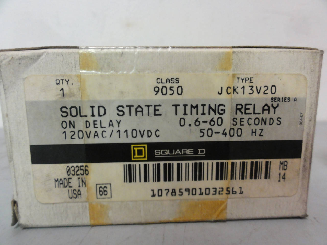 Square D Solid State Timing Relay Class 9050 Type JCK13V20 Series A (Lot of 2)