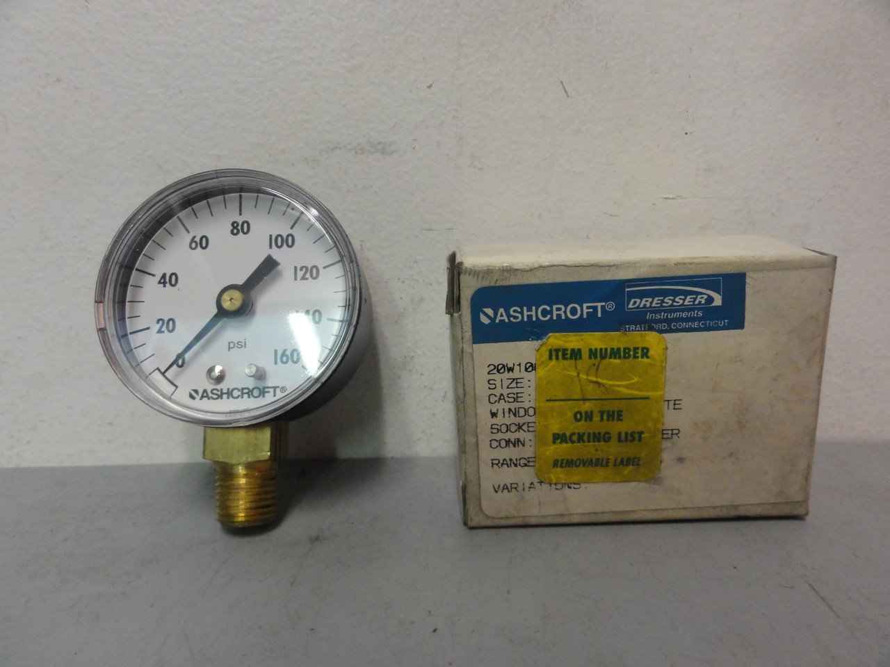 Ashcroft 20W1005PH02L160# Pressure Gauge 0-160 PSI- New (Open Box)