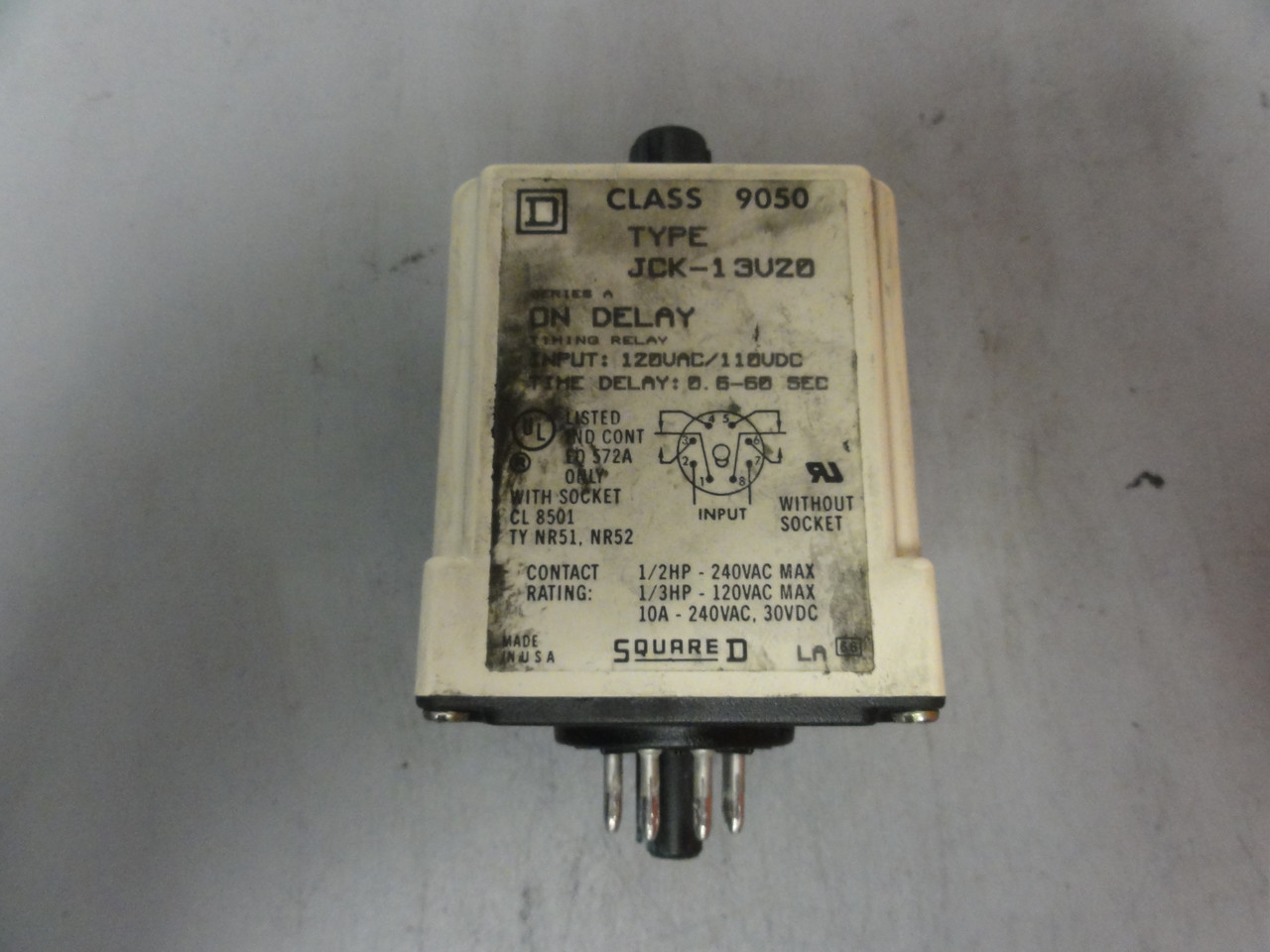 Square D Class 9050 Type JCK13V20 Solid State Timing Relay