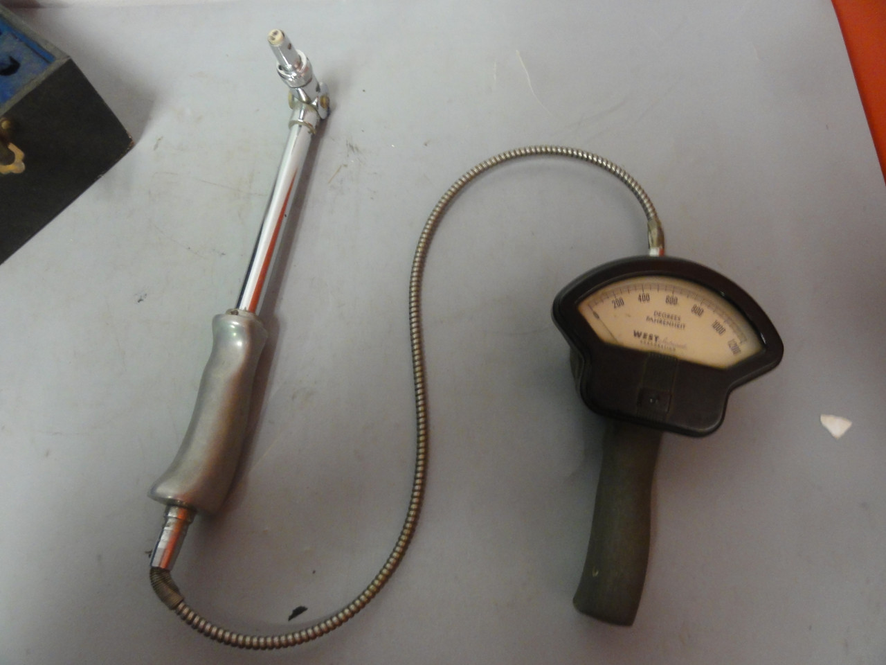 Vintage West Instrument Corporation Model B Temperature Gauge TCA-0077 With Probe In Original Box