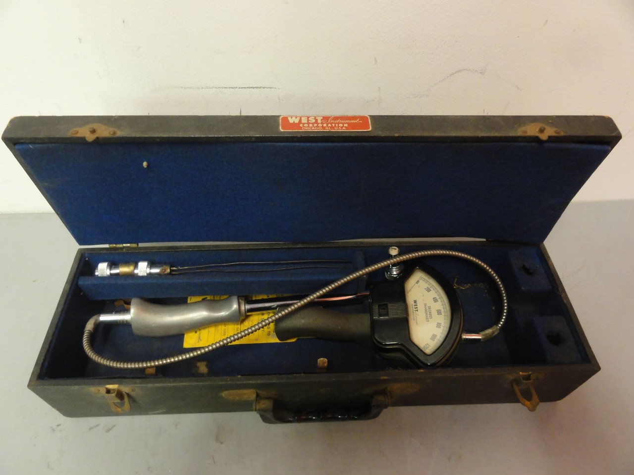 Vintage West Instrument Corporation Model B Temperature Gauge TCA-0077 With Probe In Original Box