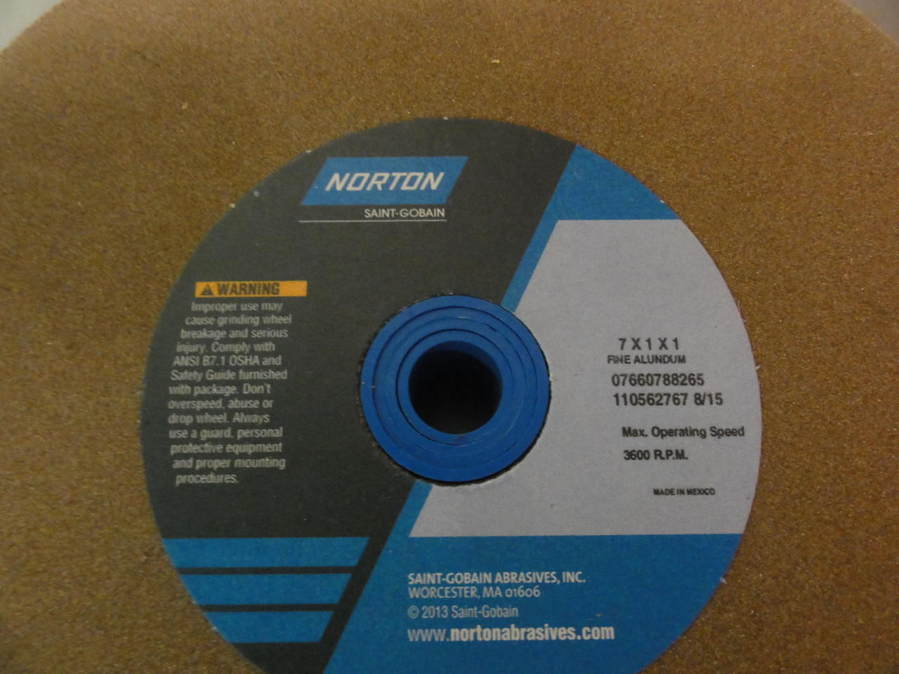 Norton 6A089 7" 178mm Aluminum Oxide Grinding Wheel- Brand New (Open Box)