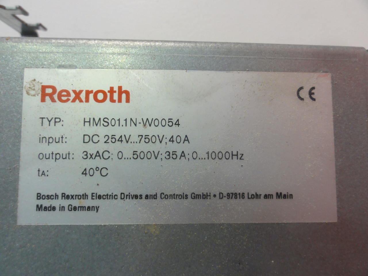 Rexroth IndiaDrive M HMS01.1N-W0054-A-07-NNNN Single Axis Inverter