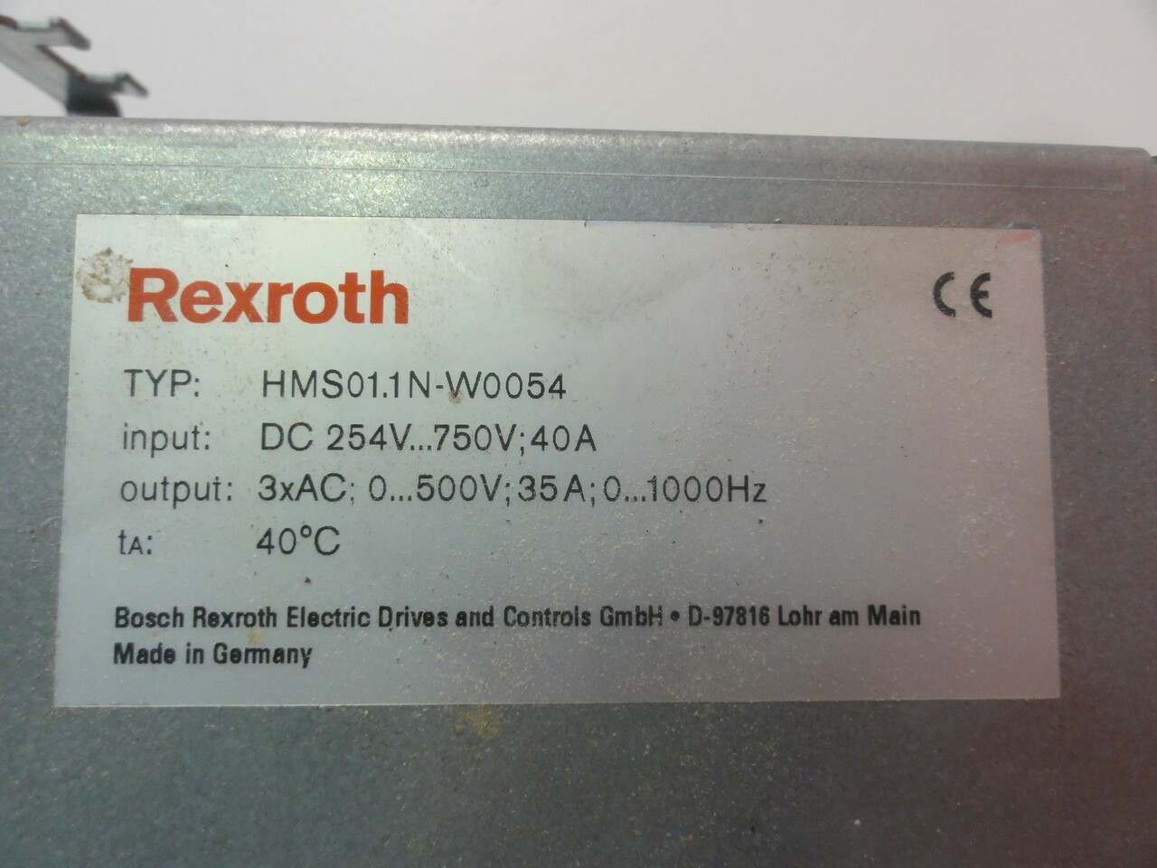 Rexroth IndiaDrive M HMS01.1N-W0054-A-07-NNNN Single Axis Inverter - Refurbished