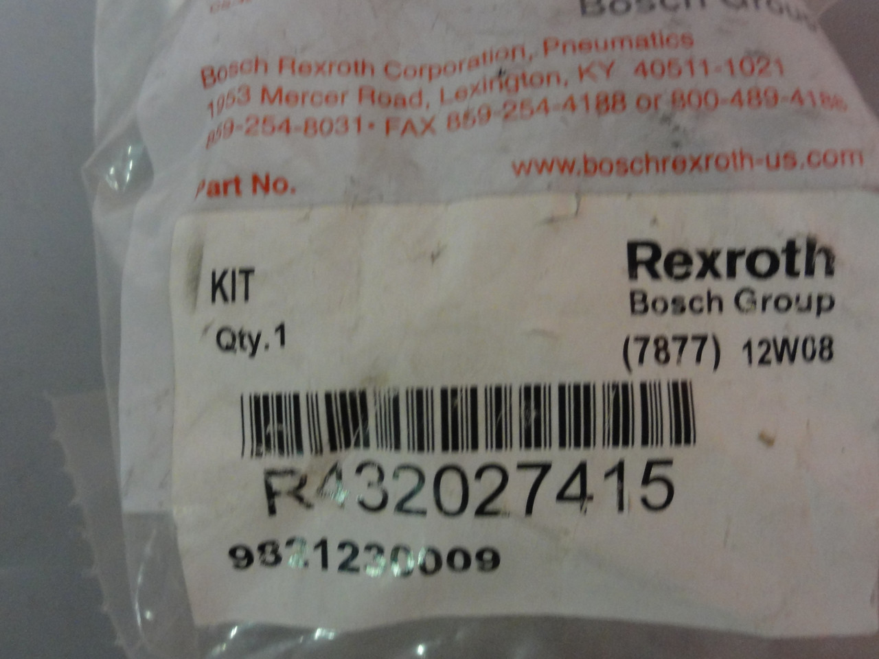 Rexroth Bosch 7877 12 W 08 Valve Base- New