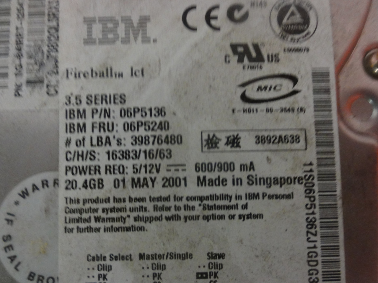 IBM 06P5136 20.4 GB IDE Hard Drive 3.5 Series (Lot of 2)