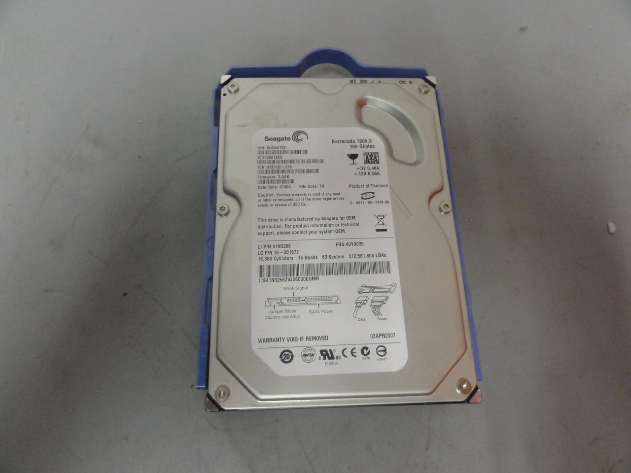 Seagate ST3160812AS Barracuda 7200.9 160GB HDD Hard Drive