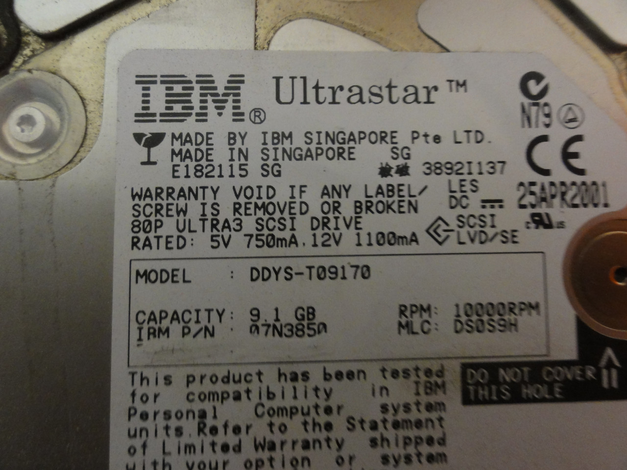 IBM Ultrastar DDYS-T09170 9.1GB SCSI HDD Hard Drive