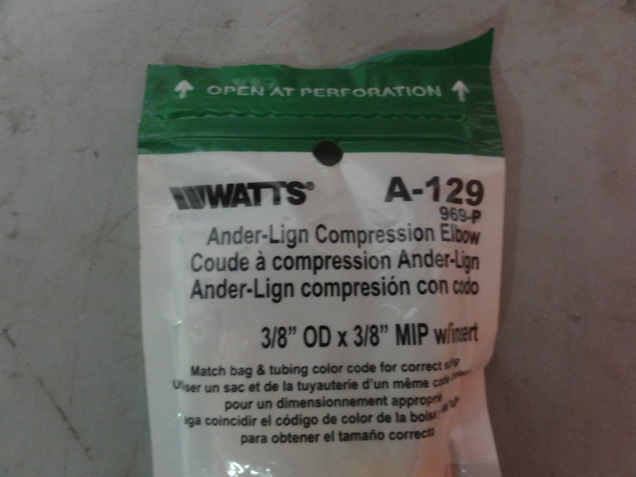 Watts A-129 Ander-Lign Compression Elbow 3/8" New