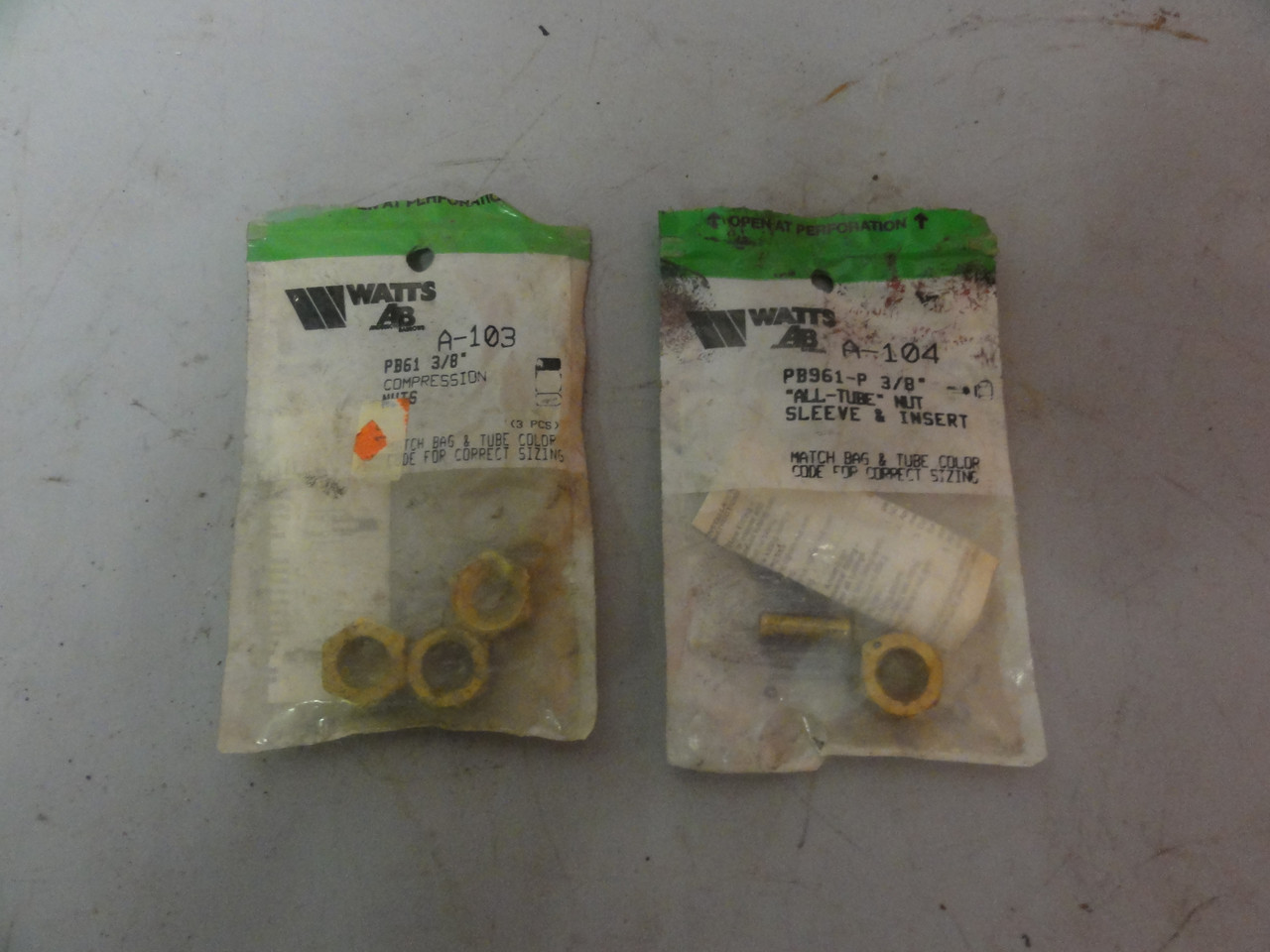 Watts Anderson Barrows Lot of 2 A-103 and A-104 Compression Nuts/ Inserts (New)
