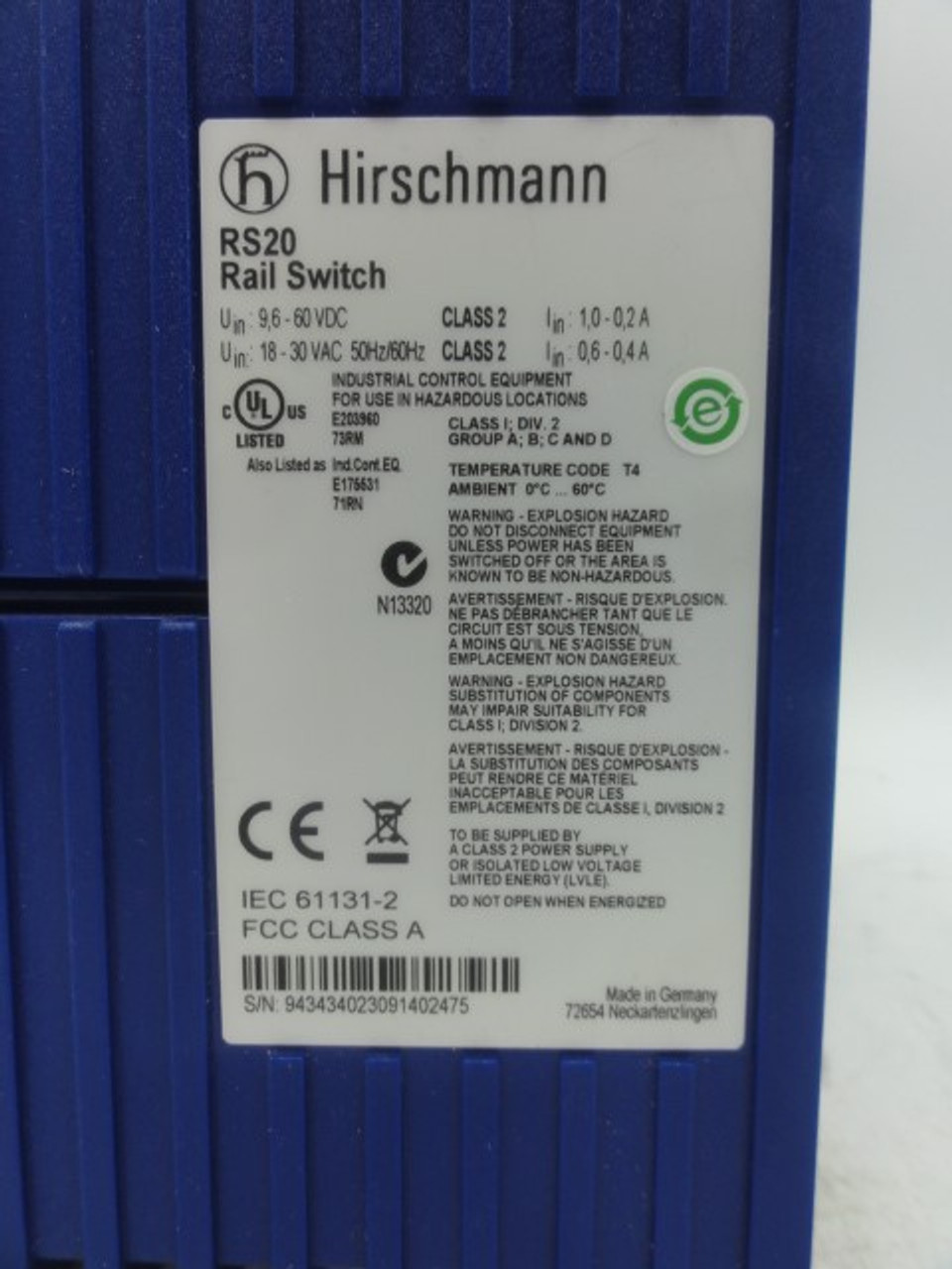 Hirschmann RS20-1600T1T1SDAEHH03.1.02 Rail Switch