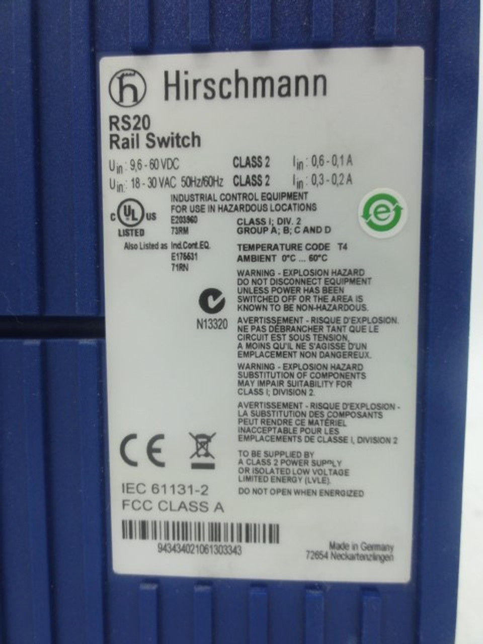 Hirschmann RS20-0800T1T1SDAEHH03.0.01 Rail Switch