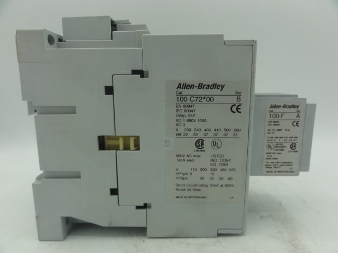 Allen Bradley 100-C72*00 Contactor Relay w/ Allen Bradley 100-F