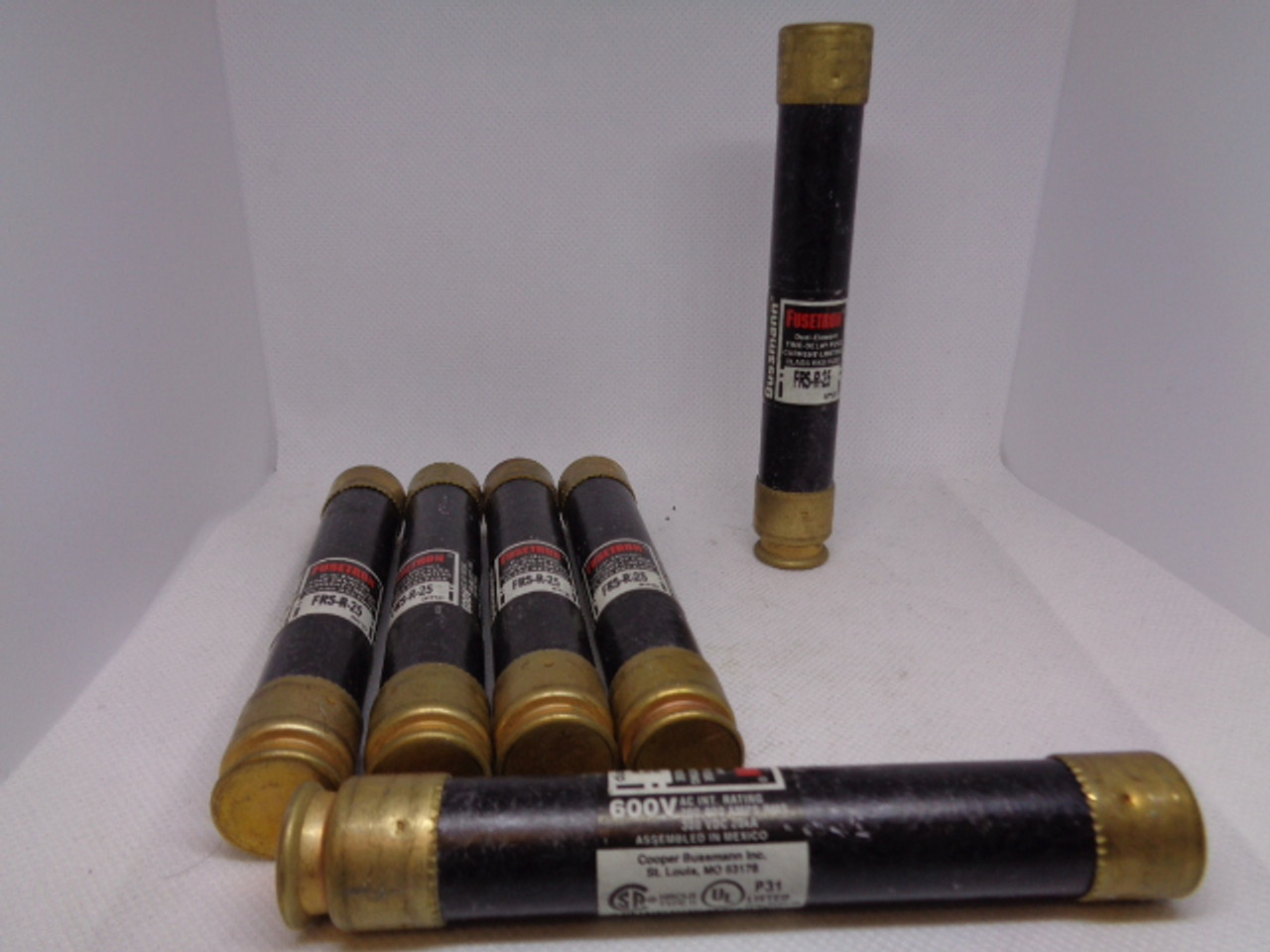 (6) Cooper Bussmann Fusetron FRS-R-25 Fuses, 600V