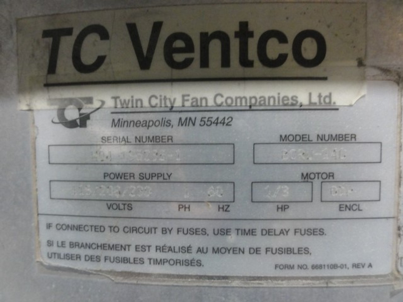 Twin City Fan Company Ltd. BCRU-140 Wall Exhauster Belt Drive Fan, 1/3 HP