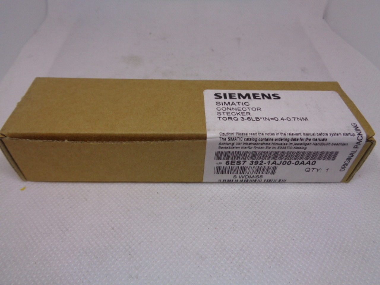 Siemens Simatic 6ES7 392-1AJ00-0AA0 Connector, TORQ 3-6LB*IN=0.4-0.7NM - NEW