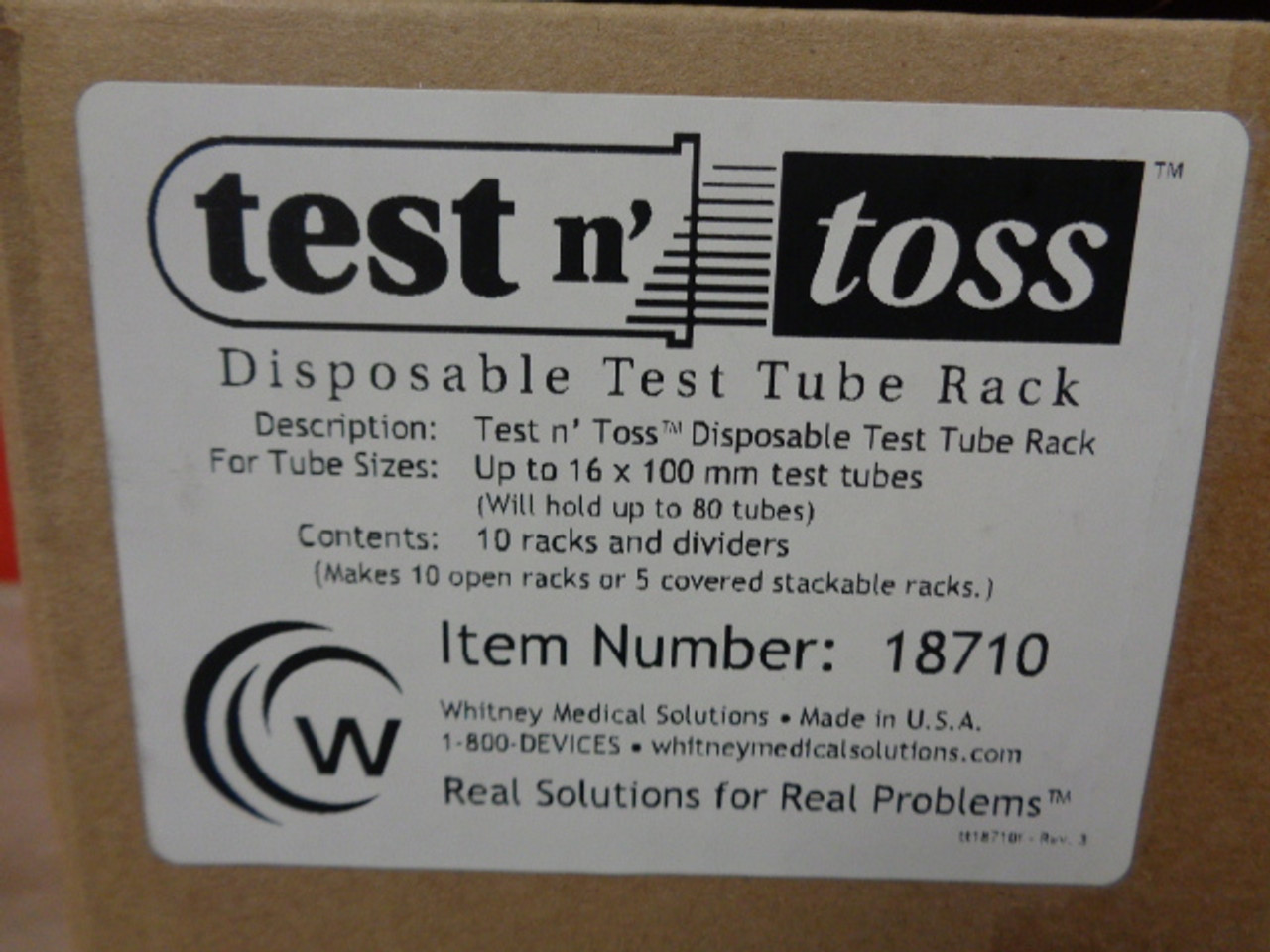 Whitney Medical Solutions 18710 Test n' Toss Disposable Test Tube Rack