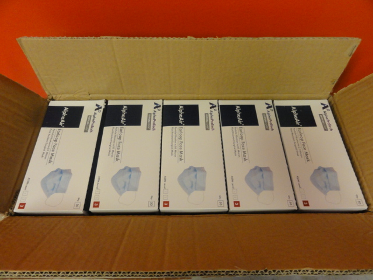 Case/10 Boxes Alpha Protech Critical Cover 7" AlpaAir BL5005 Earloop Face Masks, Blue (500 per/case)