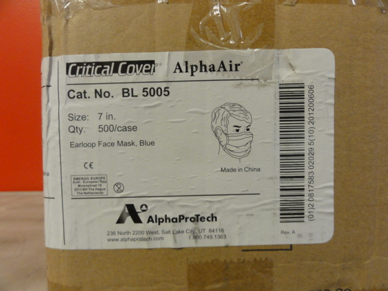 Case/10 Boxes Alpha Protech Critical Cover 7" AlpaAir BL5005 Earloop Face Masks, Blue (500 per/case)