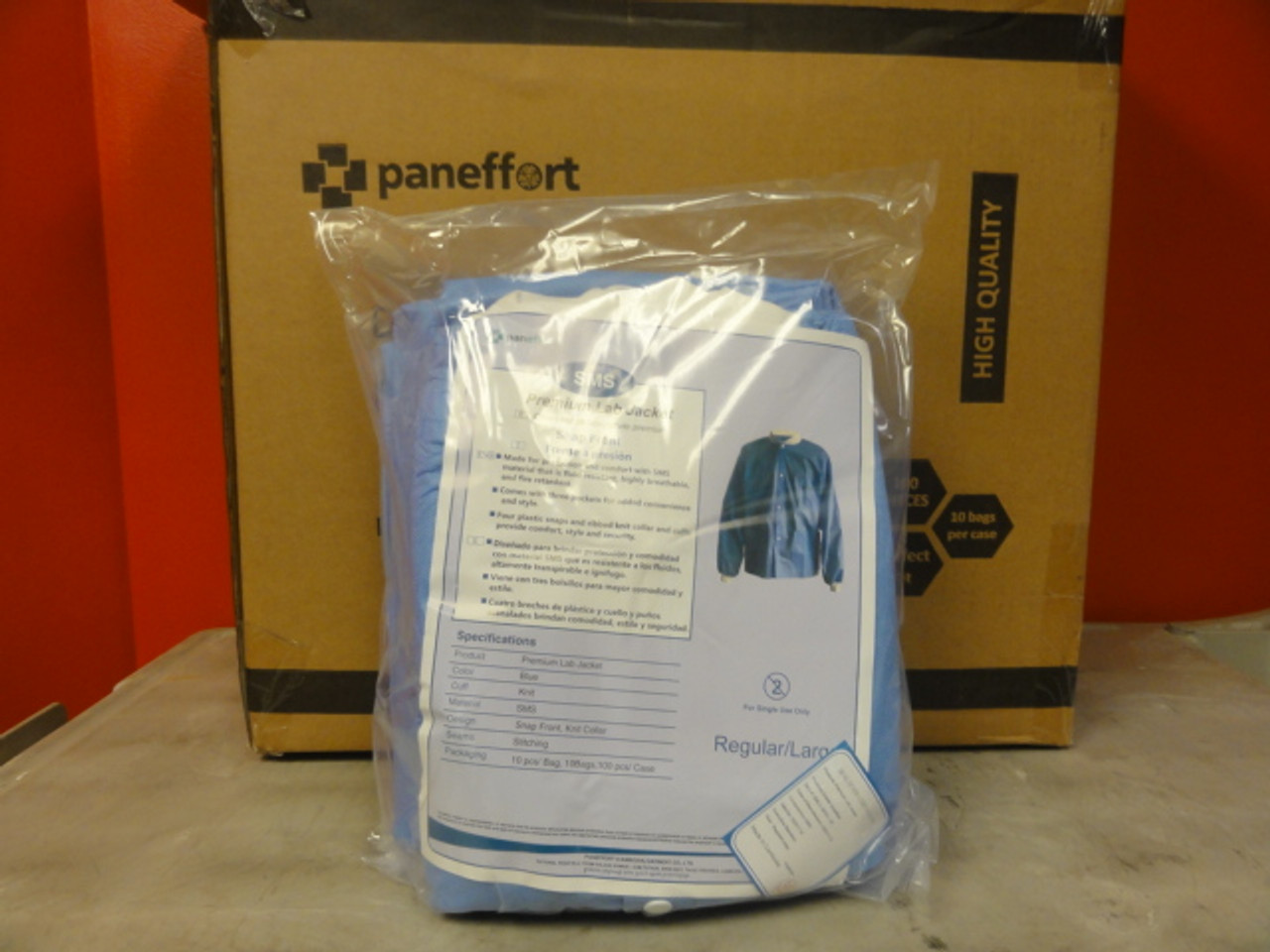 Case/ Paneffort Disposable Premium SMLC-SFKC-1R Lab Jacket (100 Pieces)