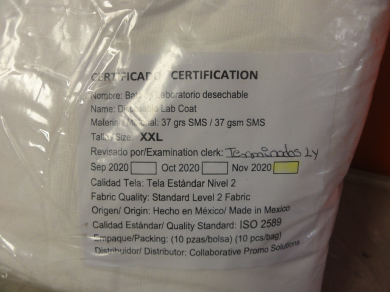 6 Bags of 10 SMS Level 2 Labcoat, White, Size: XX-Large (60 Pieces)