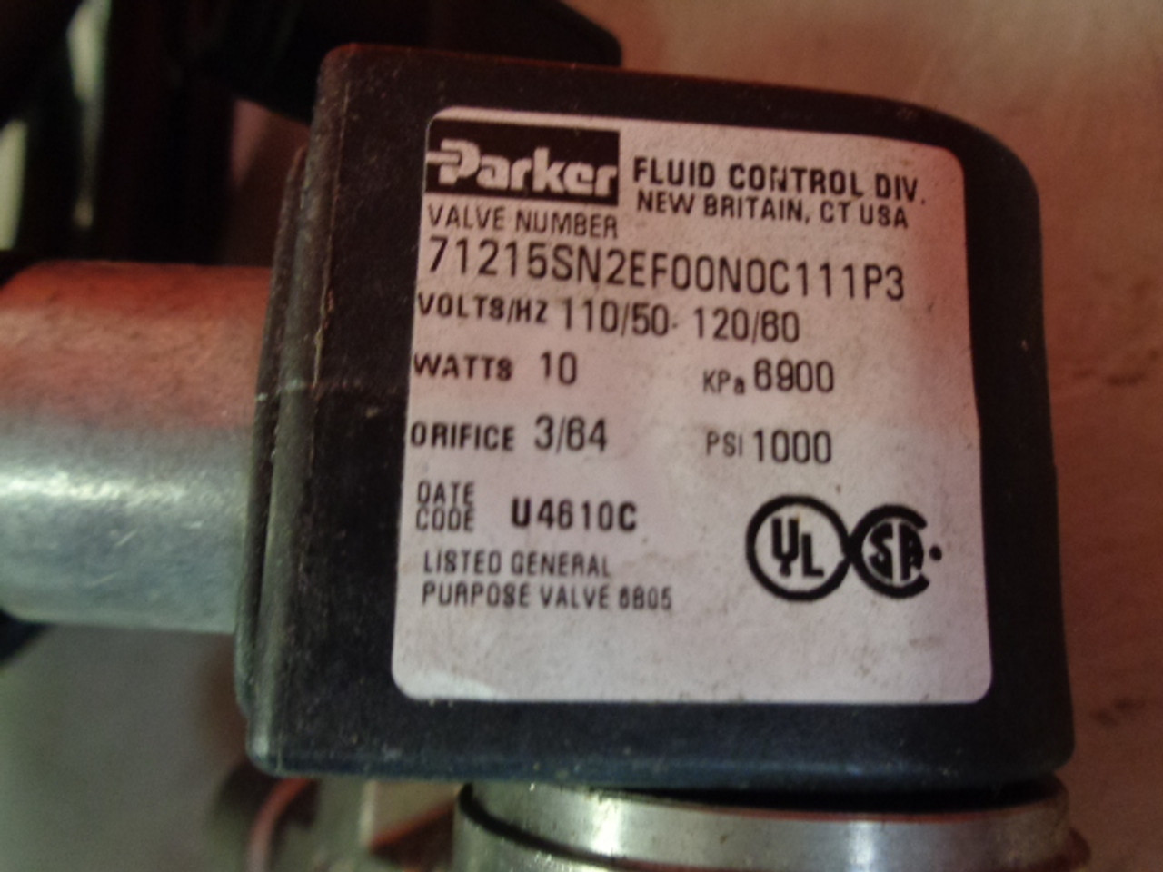 Parker 71215SN2EF00N0C111P3 Solenoid Valve w/ WIKA 50426478 Transmitter