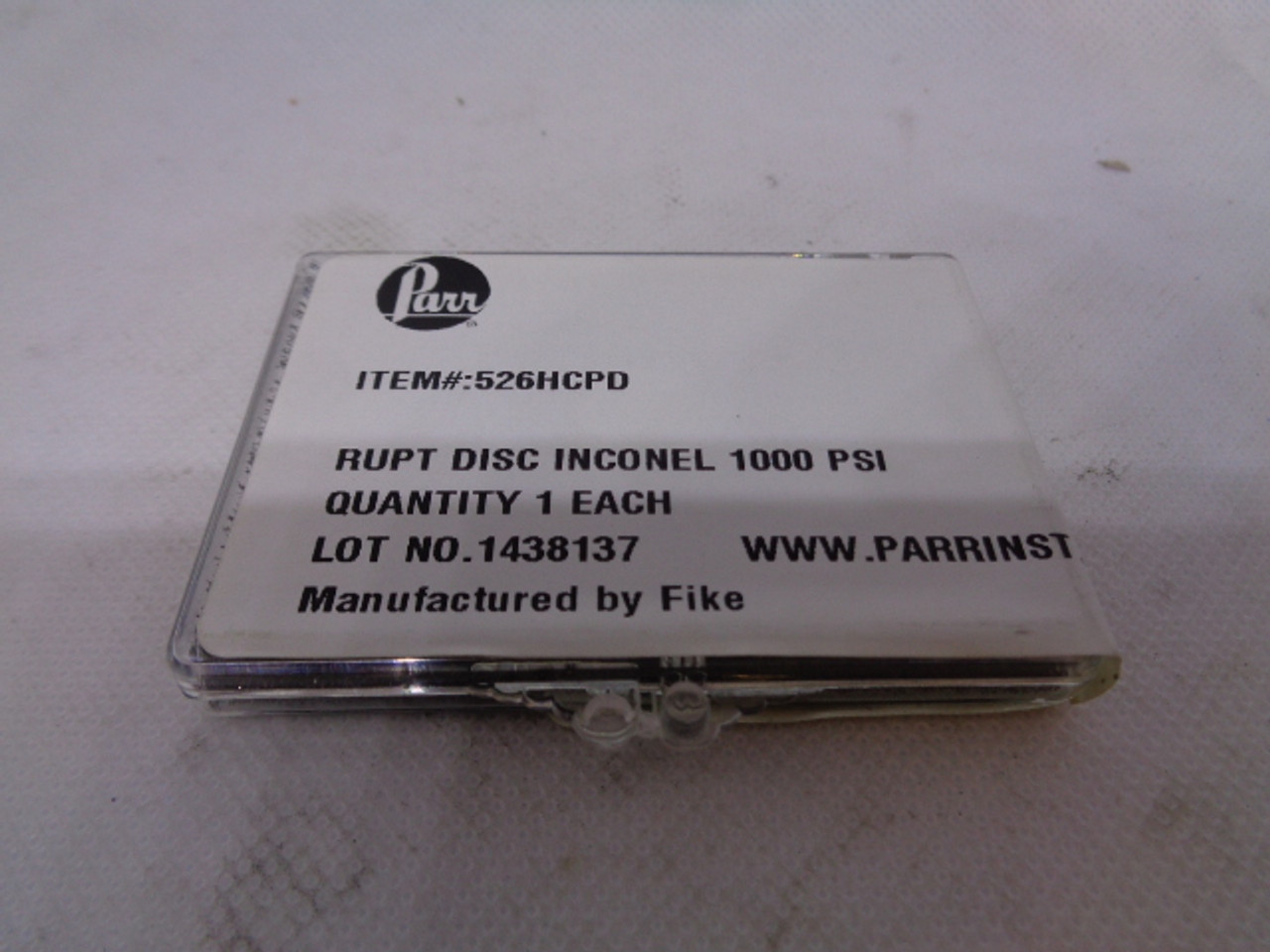 PARR (Fike) 526HCPD Rupture Disc, Inconel, 1000 PSI - NEW