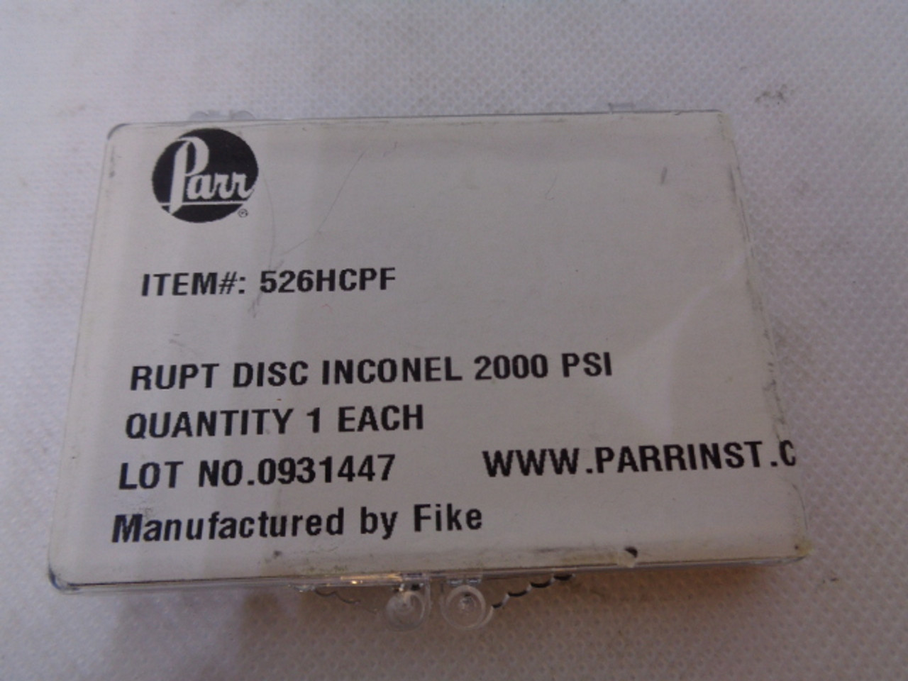 PARR (Fike) 526HCPF Rupture Disc, Inconel, 2000 PSI - NEW