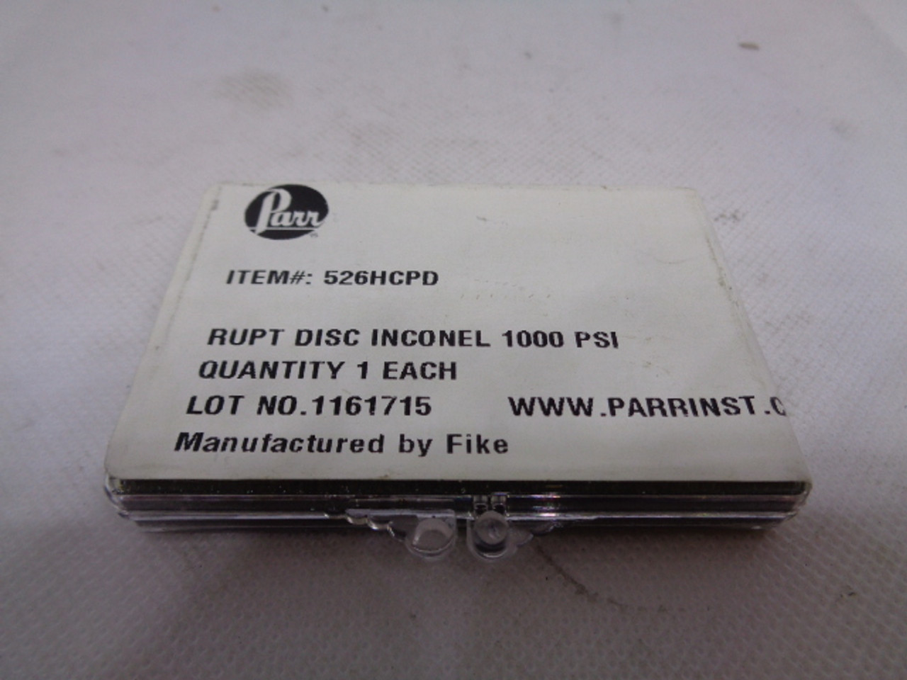PARR (Fike) 526HCPD Rupture Disc, Inconel, 1000 PSI - USED