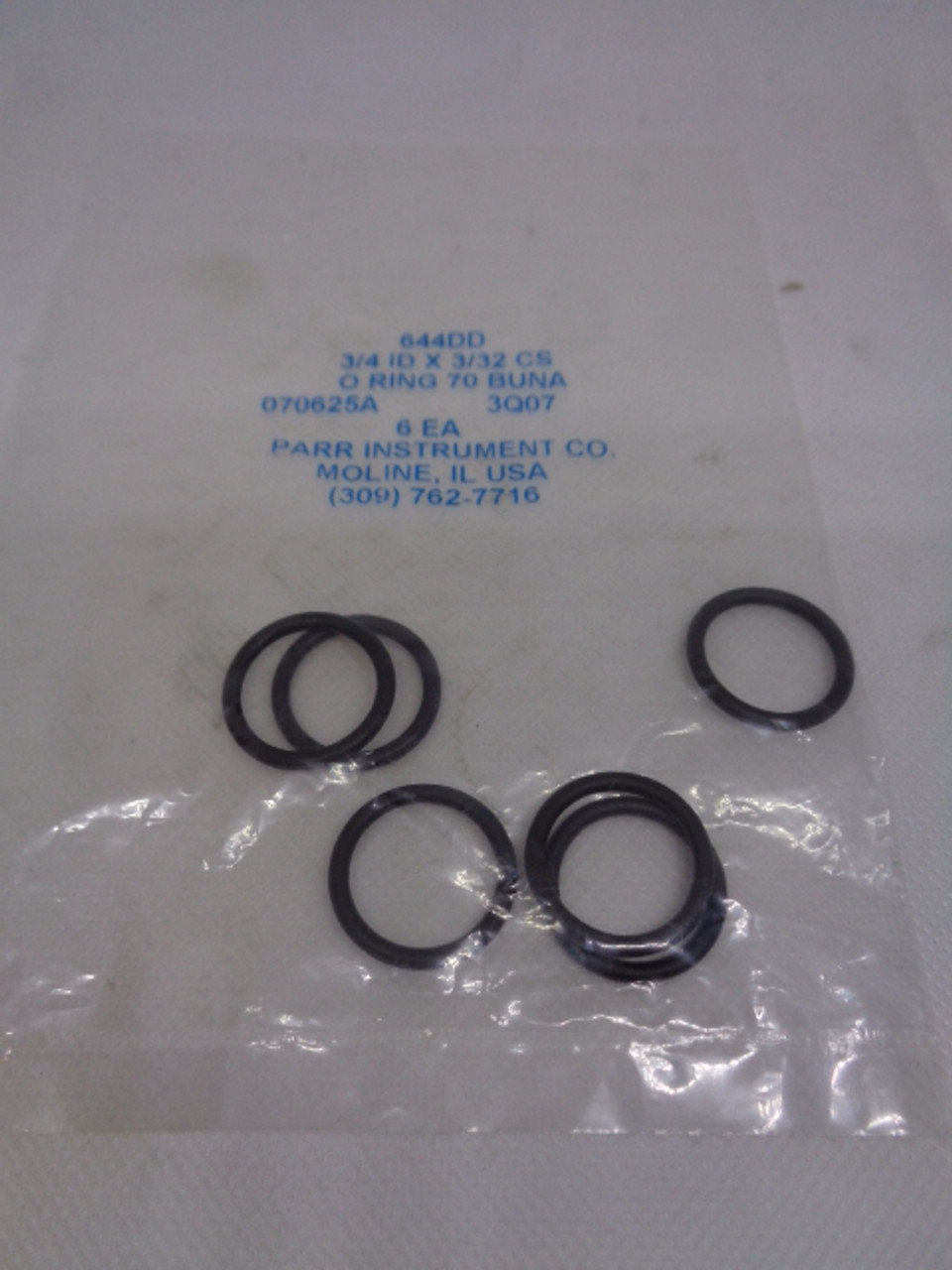 PARR 644DD O-Rings, 3/4 ID x 3/32 CS, Size: 116 (Pack of 6)