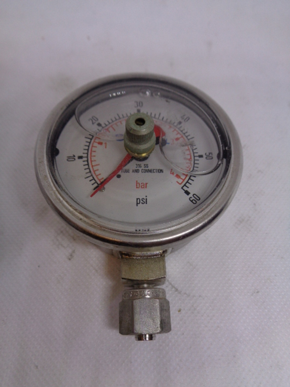 Swagelok 316 SS Tube & Connection 0-60psi, 0-4bar Pressure Gage