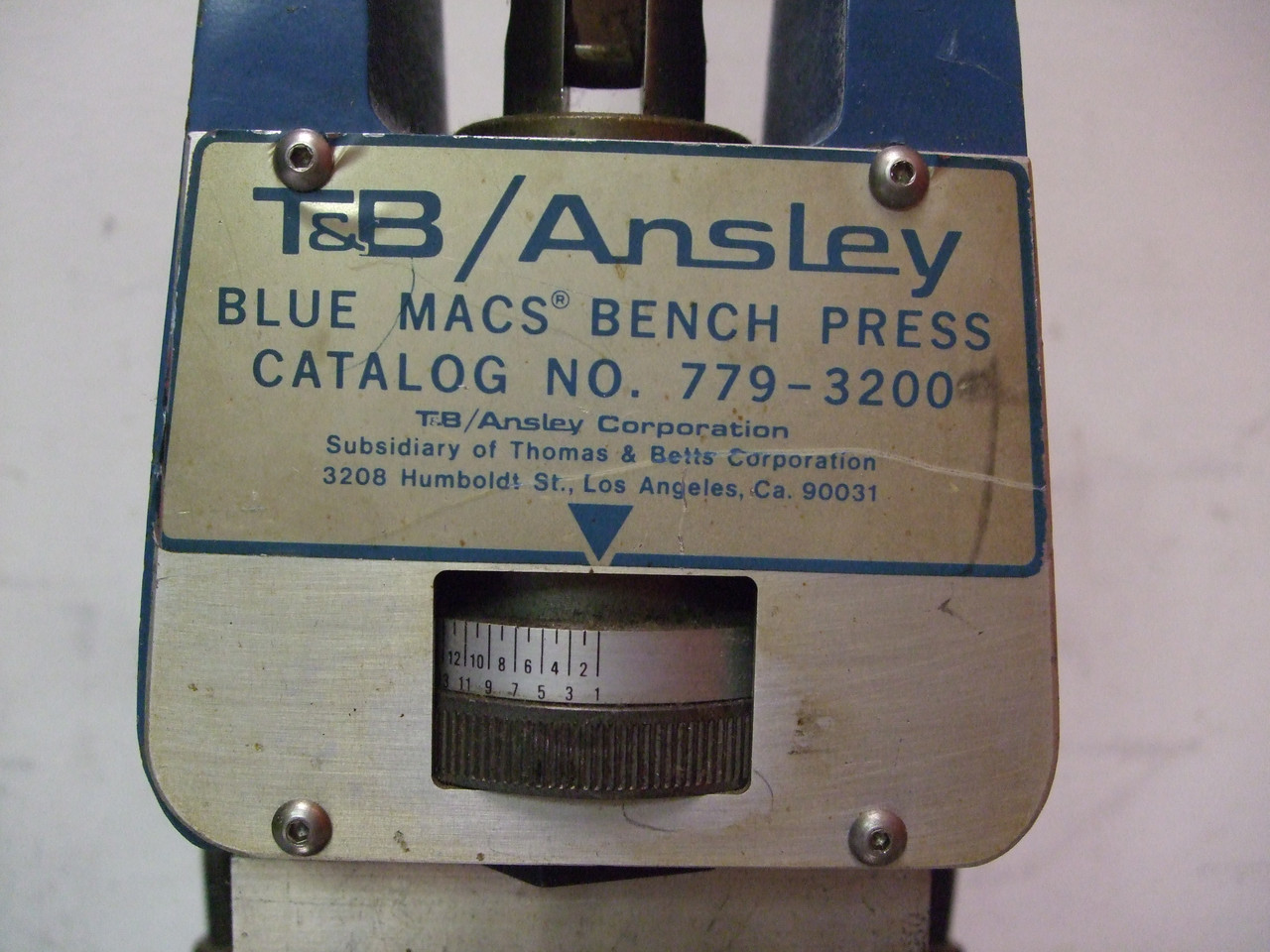 T&B/Ansley Cat no. 779-3200 Blue Macs Bench Press