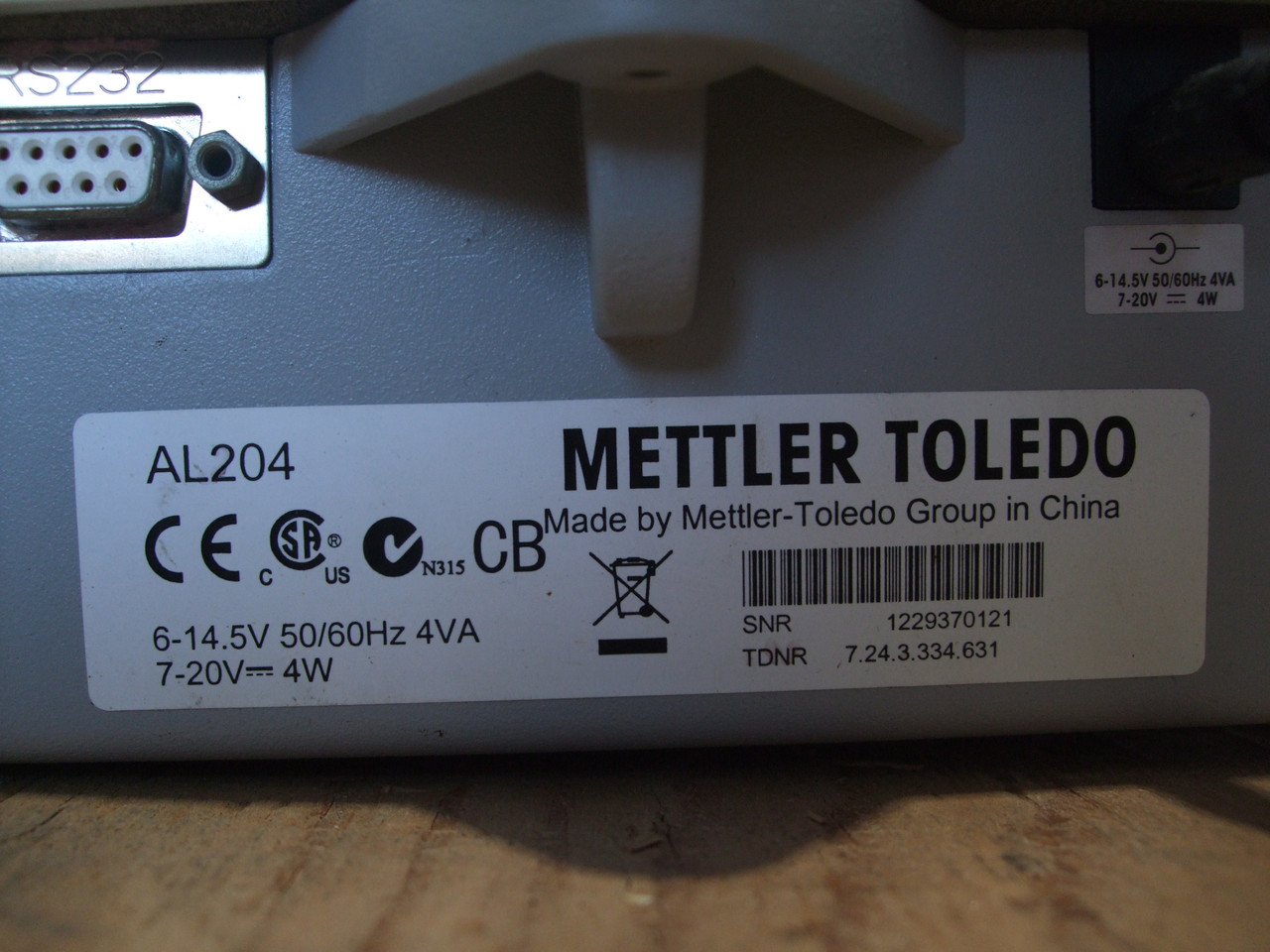 Mettler Toledo AL204 Laboratory Analytical Balance W/ Power Supply