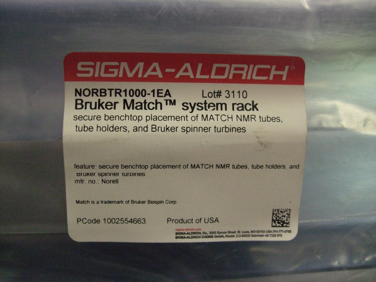 Sigma-Aldrich Bruker Match™ System Rack NORBTR1000