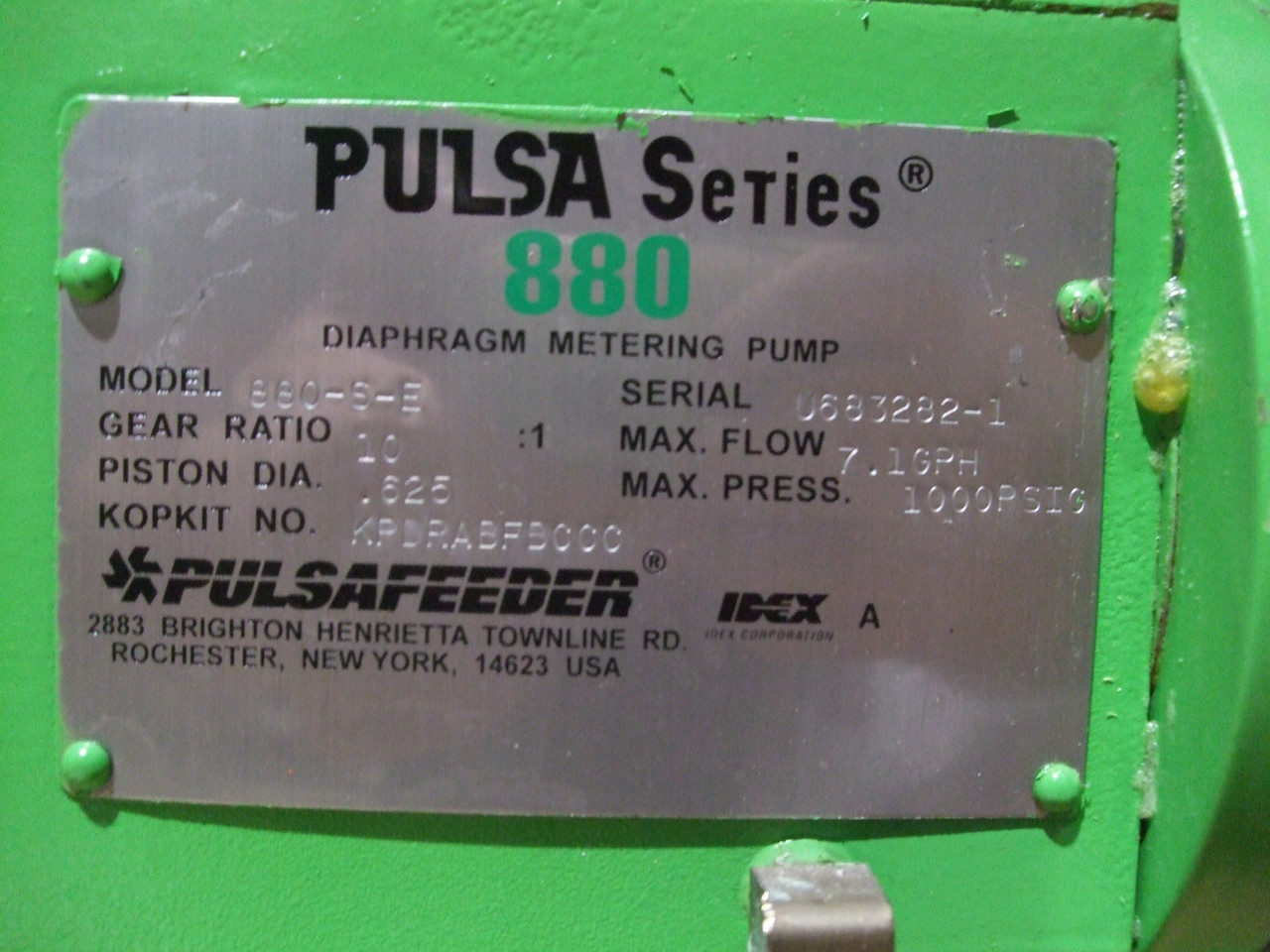 PULSA 880 DIAPHRAGM METERING PUMP MOD 880-S-1