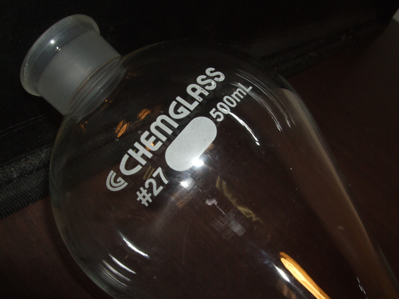 CHEMGLASS 500mL SEPARATORY FUNNEL CG 1742 05 SQUIBB 27 NECK 4mm STOPCOCK