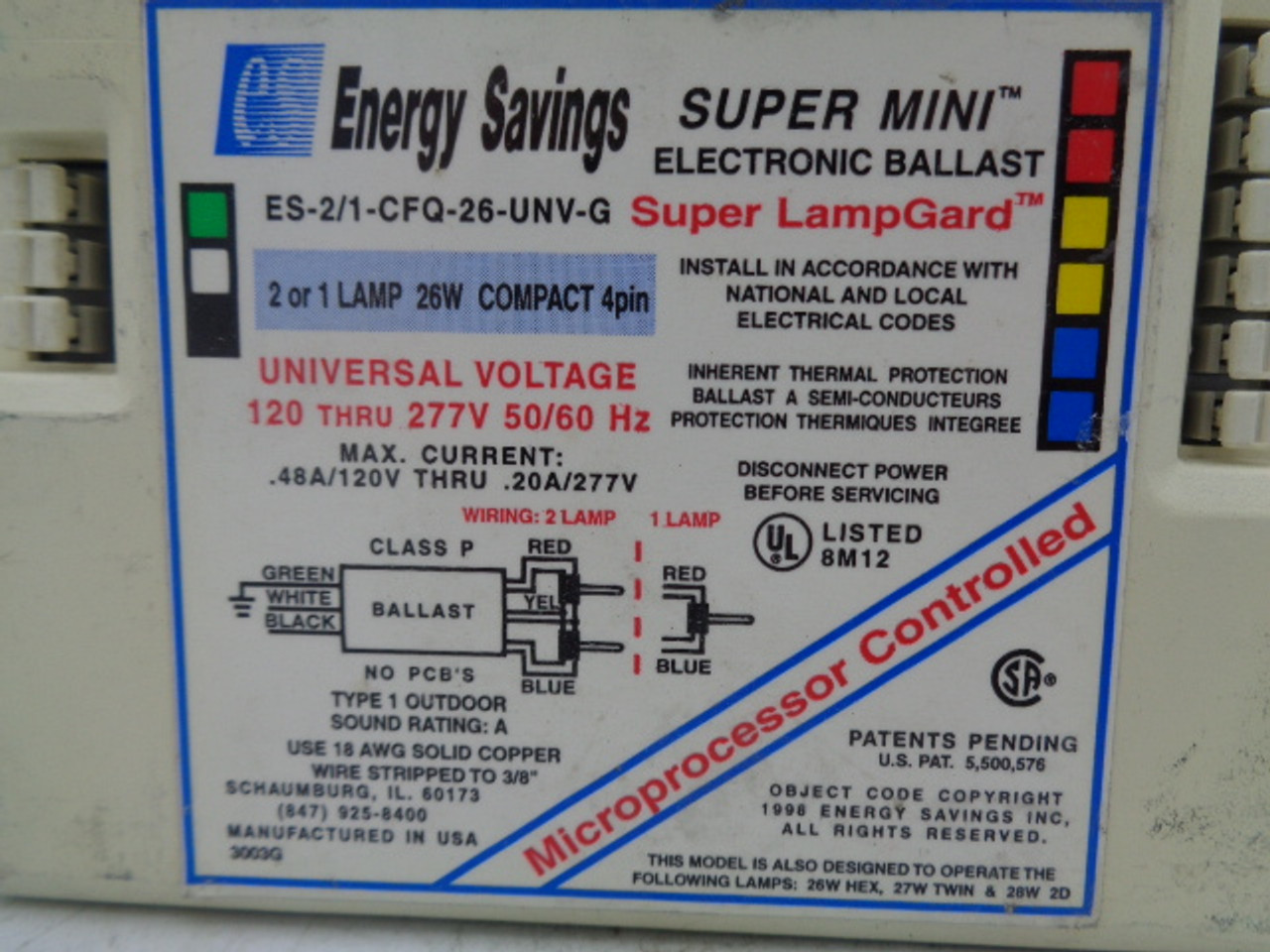 (25) Energy Savings ES-2/1-CFQ-26-UNV-G Super Mini Electronic Ballast