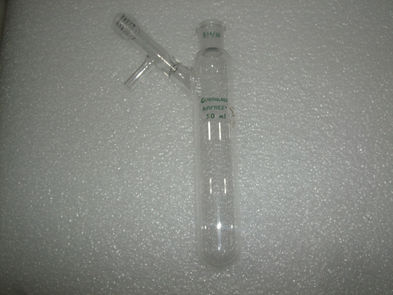 Chemglass AF-0537-A-11 50mL Tube, Reaction, Airfree, Schlenk, 14/20 Outer Joint, 0-4mm Valve