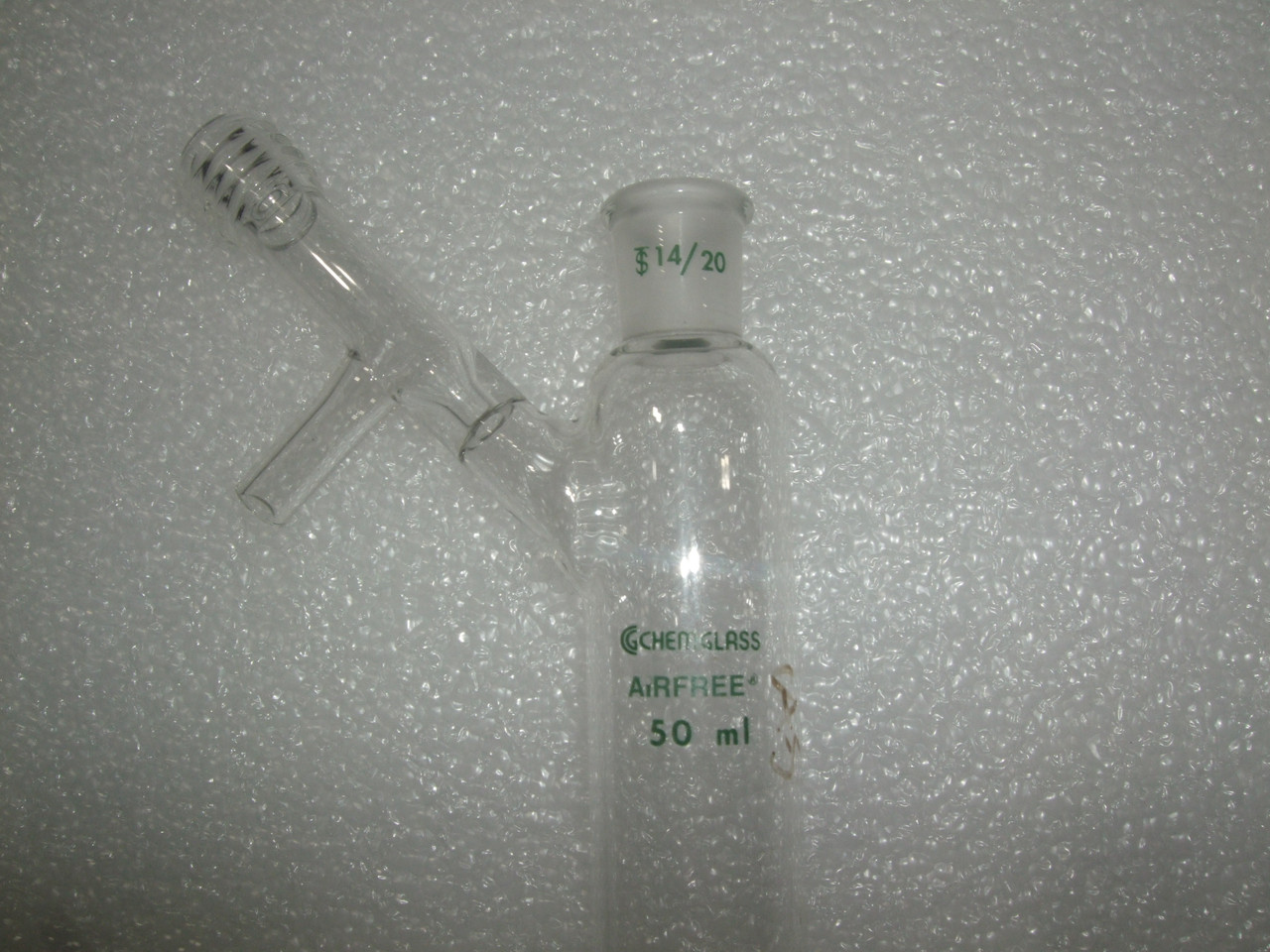 Chemglass AF-0537-A-11 50mL Tube, Reaction, Airfree, Schlenk, 14/20 Outer Joint, 0-4mm Valve