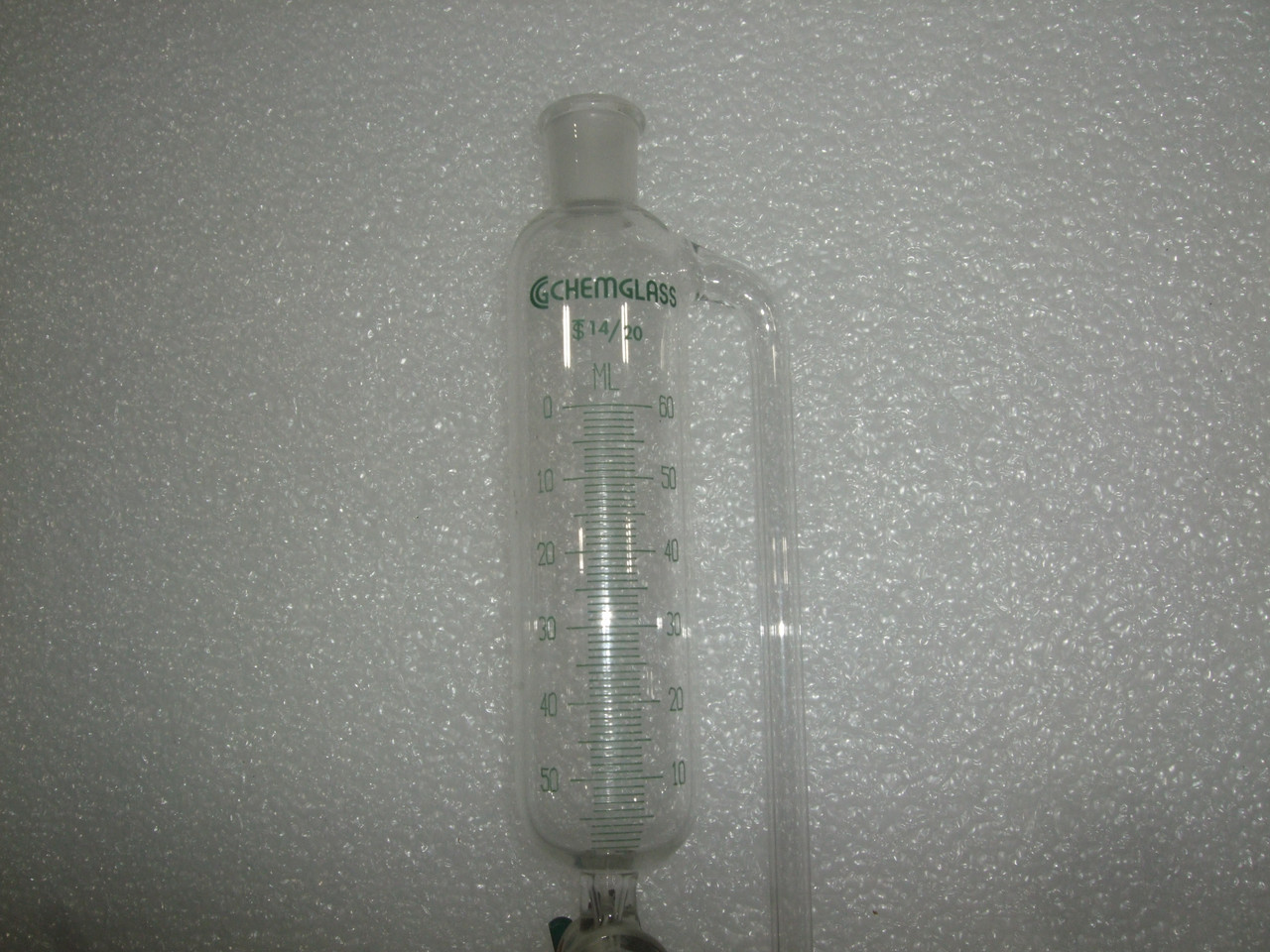 Chemglass CG-1713-10 Glass 60mL Pressure Equalizing Addition Funnel Metering Stopcock 14/20