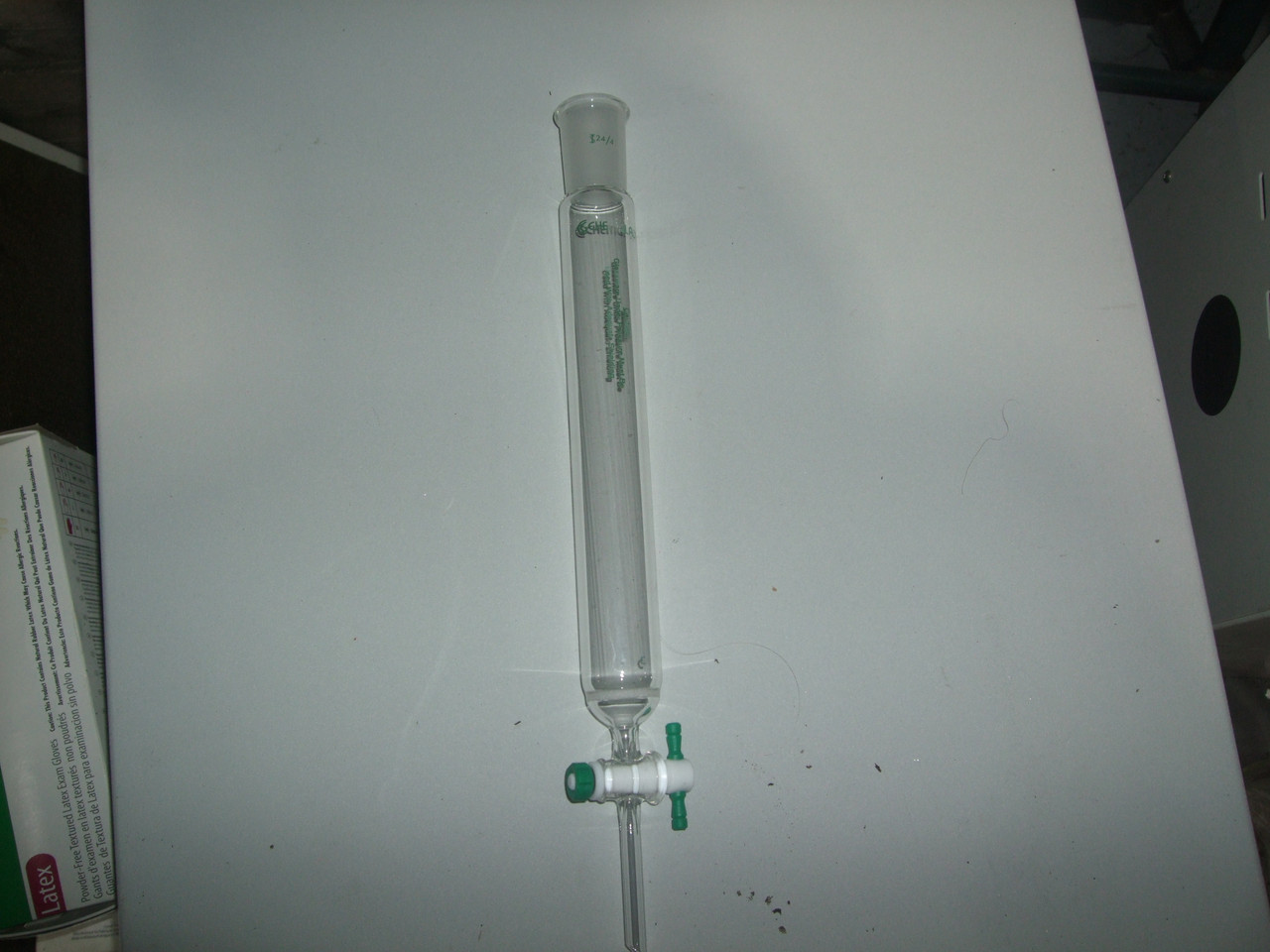 Chemglass CG-1189-10 Column, Chromatography, 24/40 Outer Joint, 1in ID X 10in E.L., 2mm Stpk